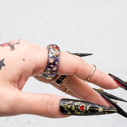 Galaxy Smile Ring – Red Heart & Angel / #11 #12 #13 #17