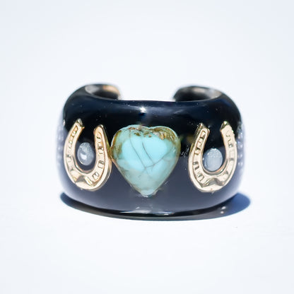 Lucky Heart Ear Cuff - Black × Turquoise × Red