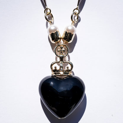 Black Heart Moon & Star Necklace - Black