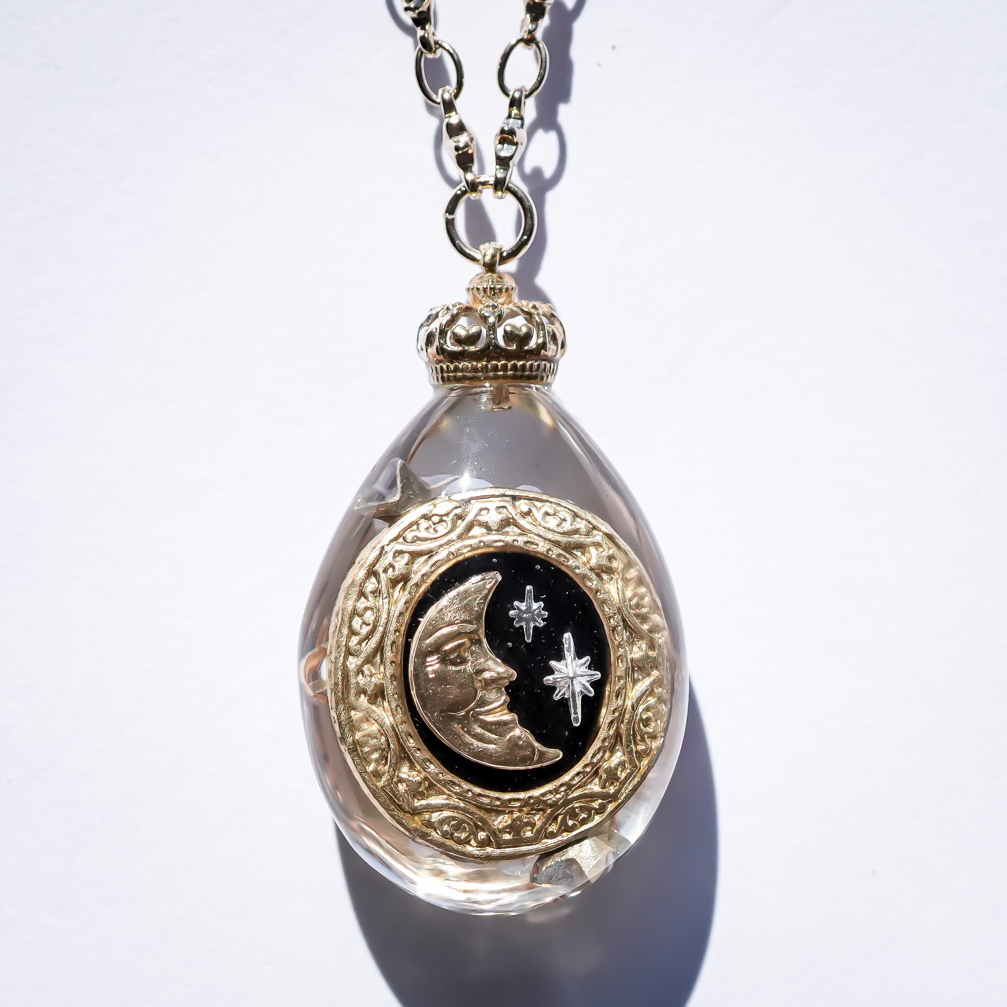 Sun & Moon Reversible Drop Necklace - Clear × Gold – RUKA