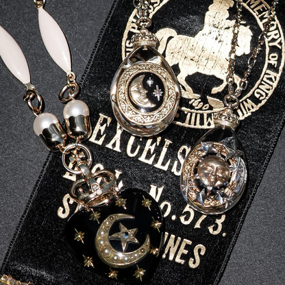Sun & Moon Reversible Drop Necklace - Clear × Gold