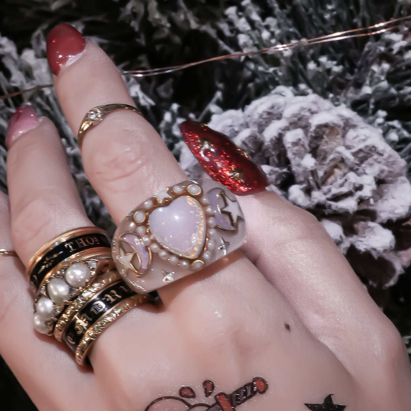 Moonlit Opal Ring – Smoky Pink / #11