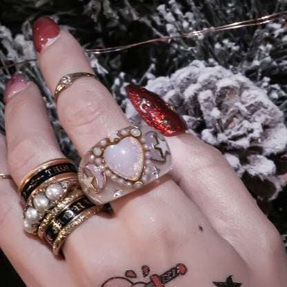 Moonlit Opal Ring – Smoky Pink / #11