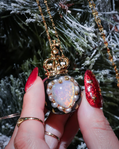 Magical Sphere Necklace – Opal Heart & Moon