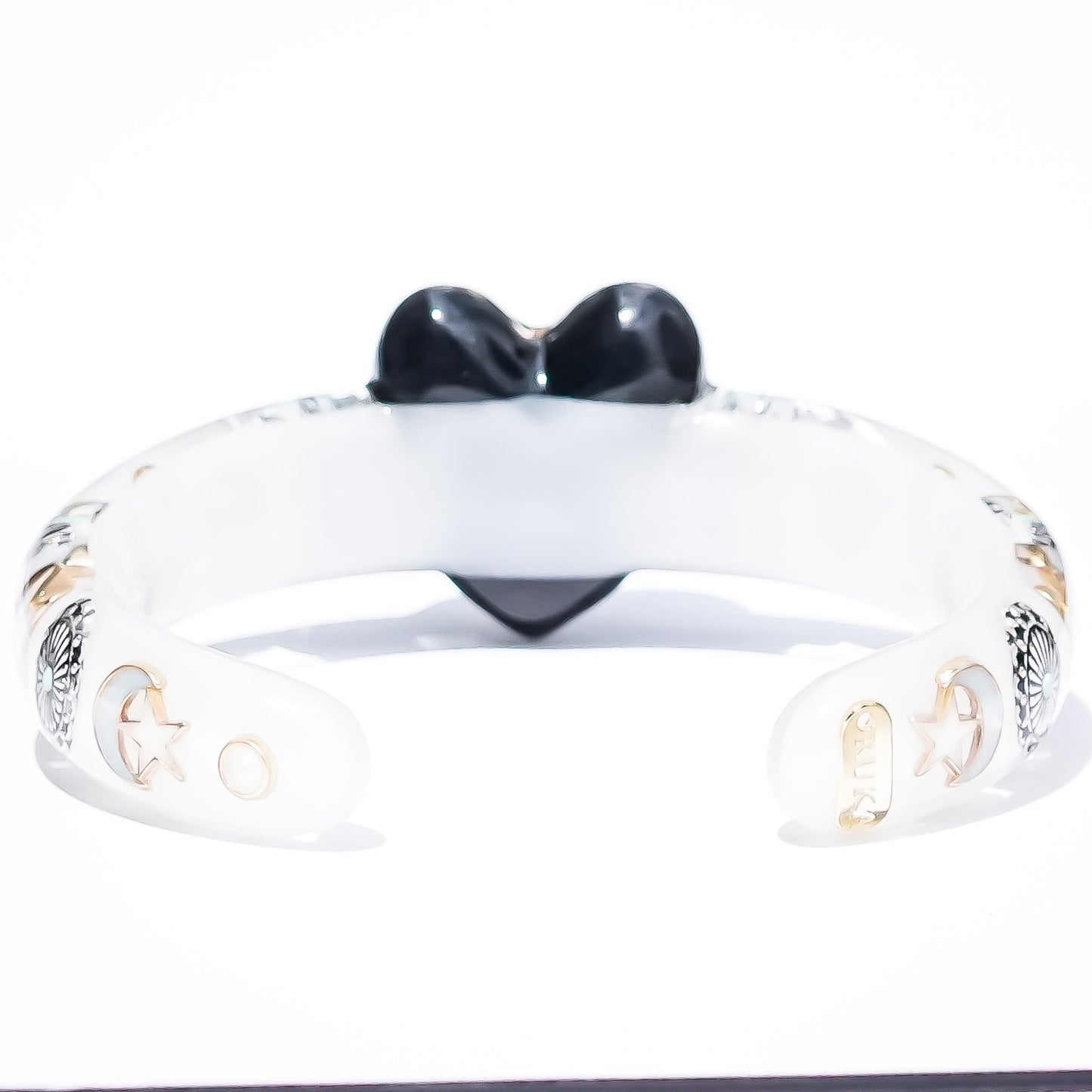Turquoise Heart Moon & Star Heart Bracelet - Smoky White × Black