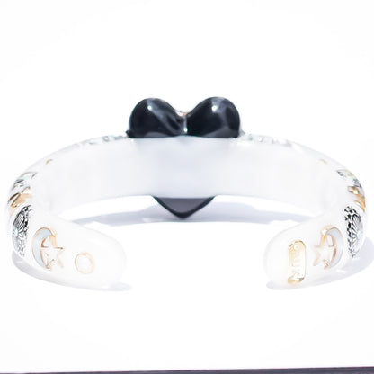 Turquoise Heart Moon & Star Heart Bracelet - Smoky White × Black