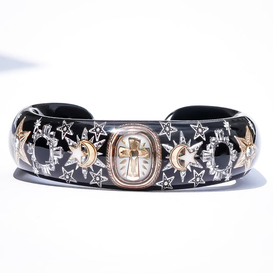 Sacred Cross Celestial Bracelet - Black × Gold × Silver