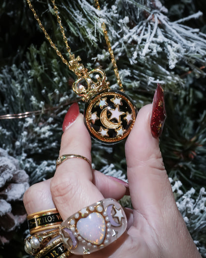 Magical Sphere Necklace – Opal Heart & Moon