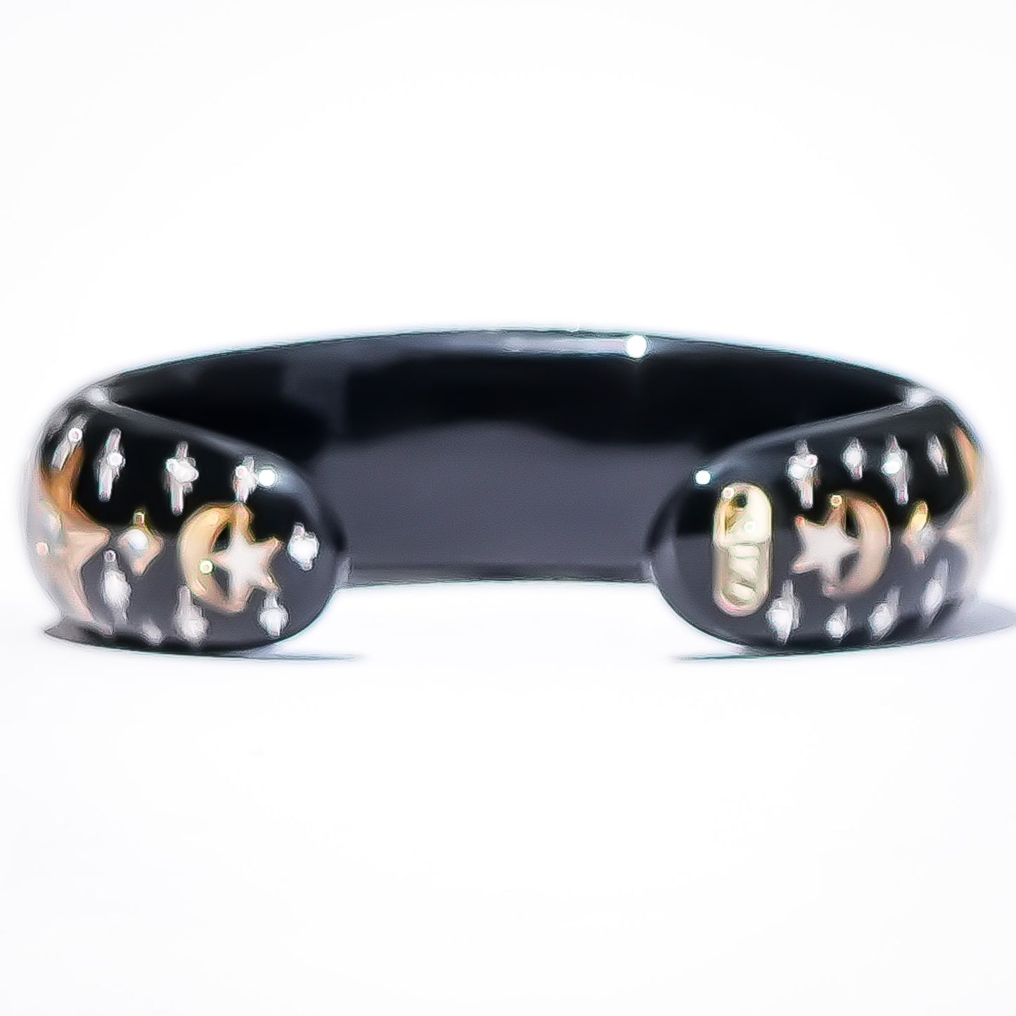 Sacred Heart Cross Bracelet - Black × Gold × White