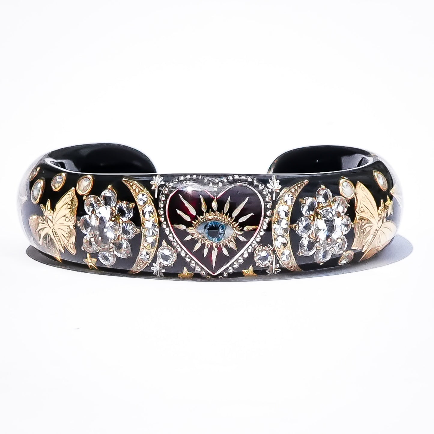 Crimson Eye Heart Bracelet - Black × Red × Gold