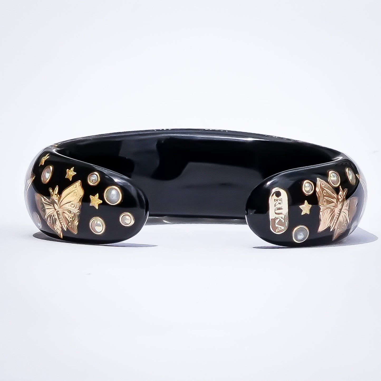 Crimson Eye Heart Bracelet - Black × Red × Gold