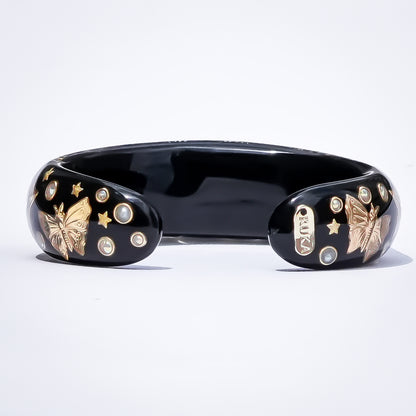 Crimson Eye Heart Bracelet - Black × Red × Gold