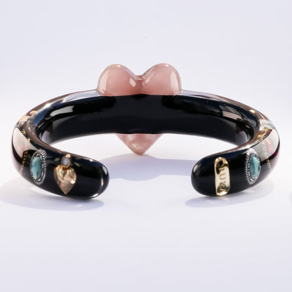 Celestial Heart Bangle – Smoky Pink & Black