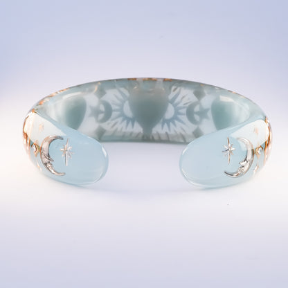 Moonlight Opal Heart Bangle – Milky Blue
