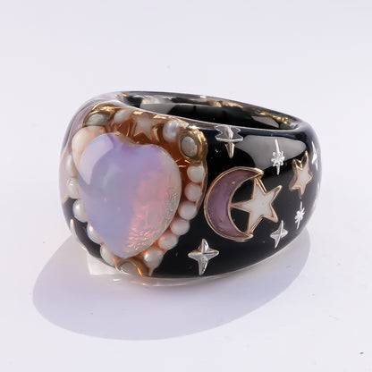 Moonlit Opal Ring – Black / #12 #14