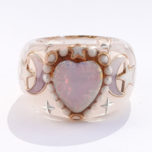 Moonlit Opal Ring – Smoky Pink / #11