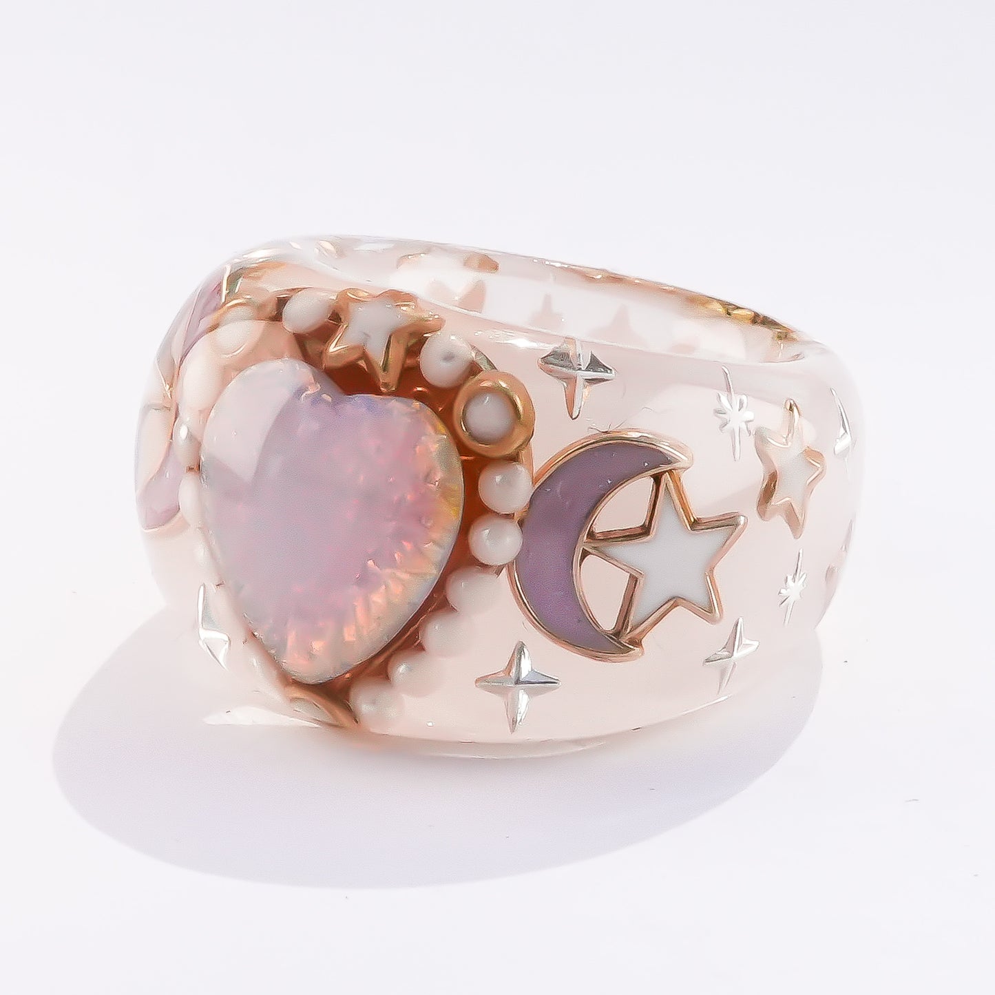 Moonlit Opal Ring – Smoky Pink / #11