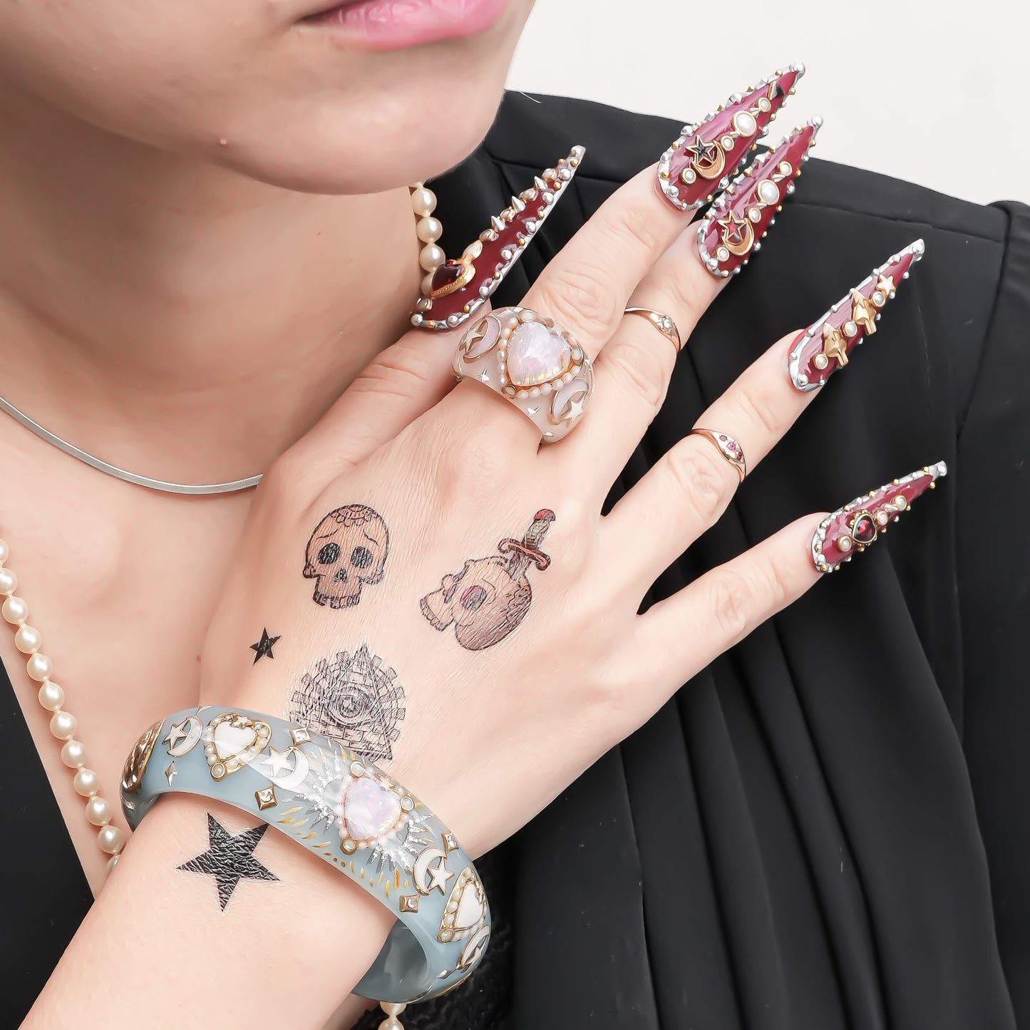 Moonlight Opal Heart Bangle – Milky Blue