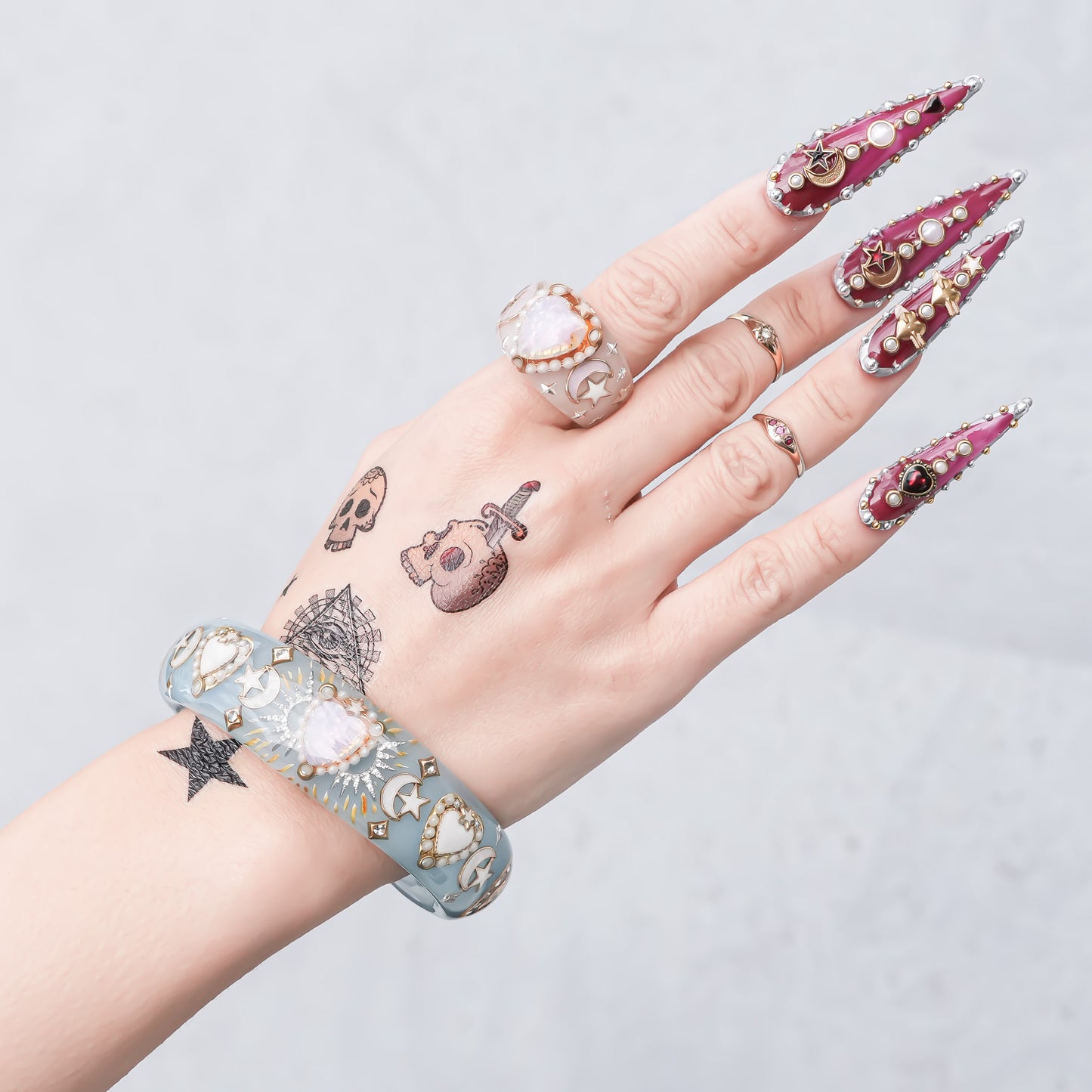 Moonlight Opal Heart Bangle – Milky Blue