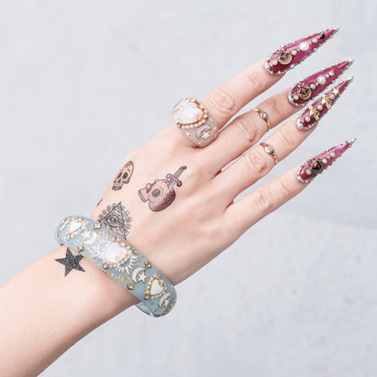 Moonlight Opal Heart Bangle – Milky Blue