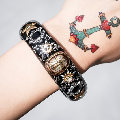 Sacred Cross Celestial Bracelet - Black × Gold × Silver