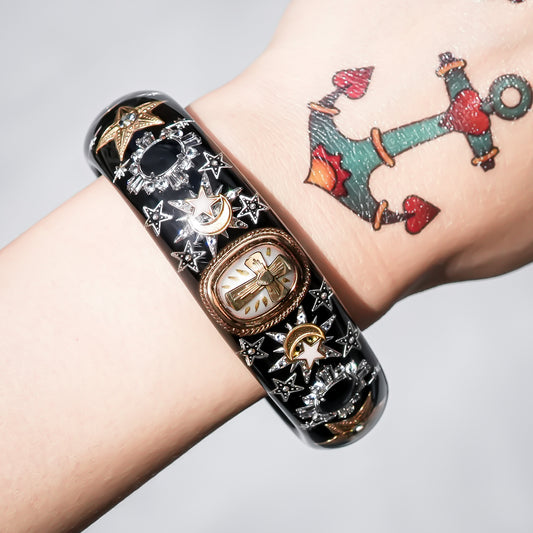Sacred Cross Celestial Bracelet - Black × Gold × Silver