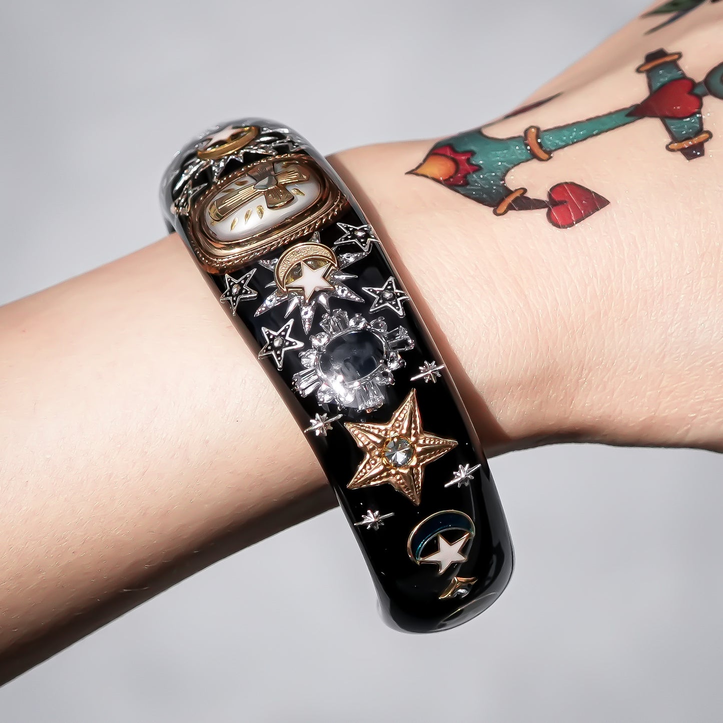 Sacred Cross Celestial Bracelet - Black × Gold × Silver