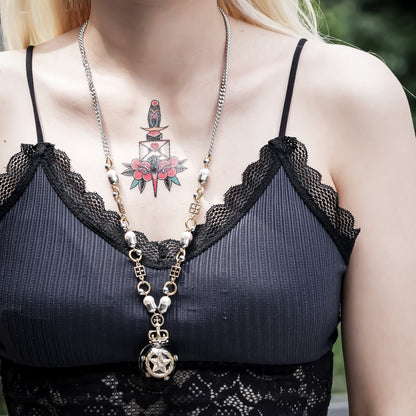 Oracle Sphere Necklace - White × Gold × Silver