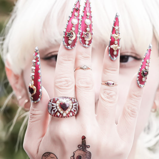 Starlit Heart Ring - Red 2 / #14