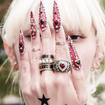 Starlit Heart Ring - Black  / #13