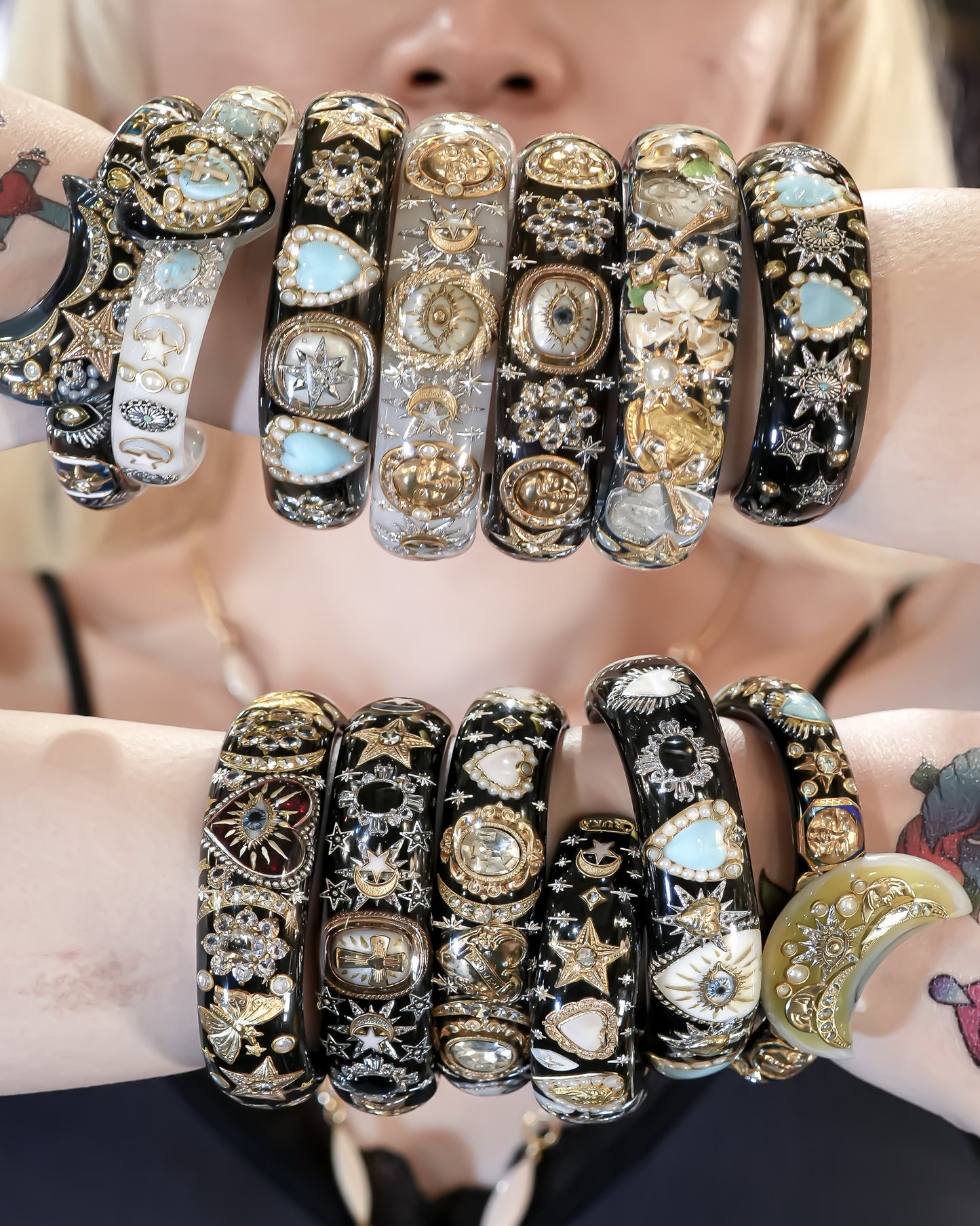 Sacred Cross Celestial Bracelet - Black × Gold × Silver