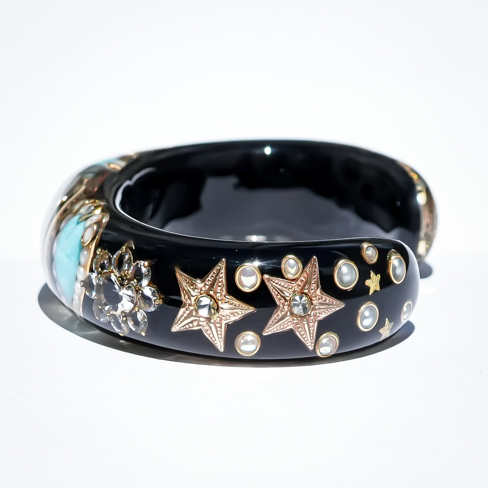 Turquoise Heart Antique Button Bracelet - Black × Turquoise – RUKA