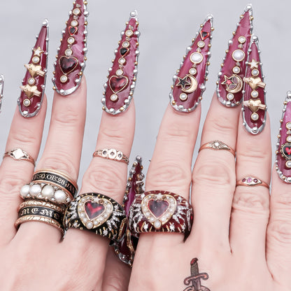 Starlit Heart Ring - Black  / #13