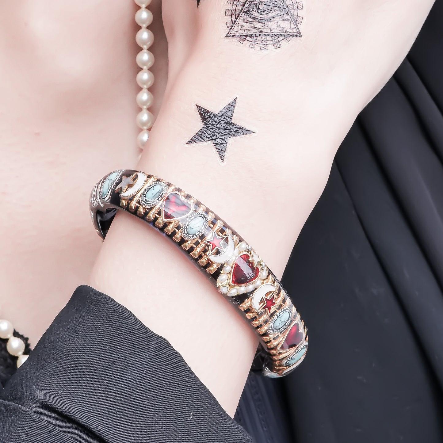 Turquoise Moonlight Heart Bracelet - Dark blue