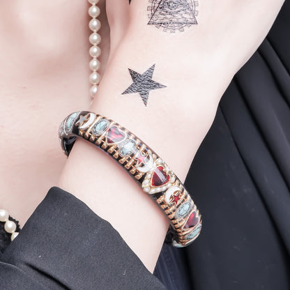 Turquoise Moonlight Heart Bracelet - Dark blue