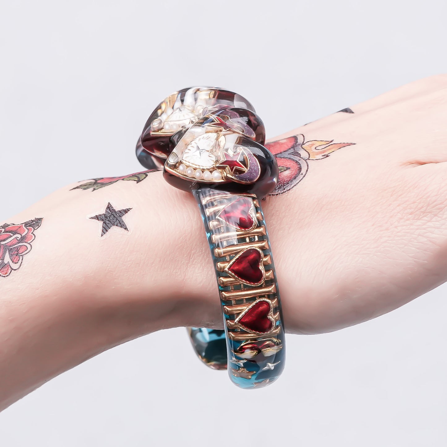 Tri-Heart Aurora Bracelet -Purple × Blue