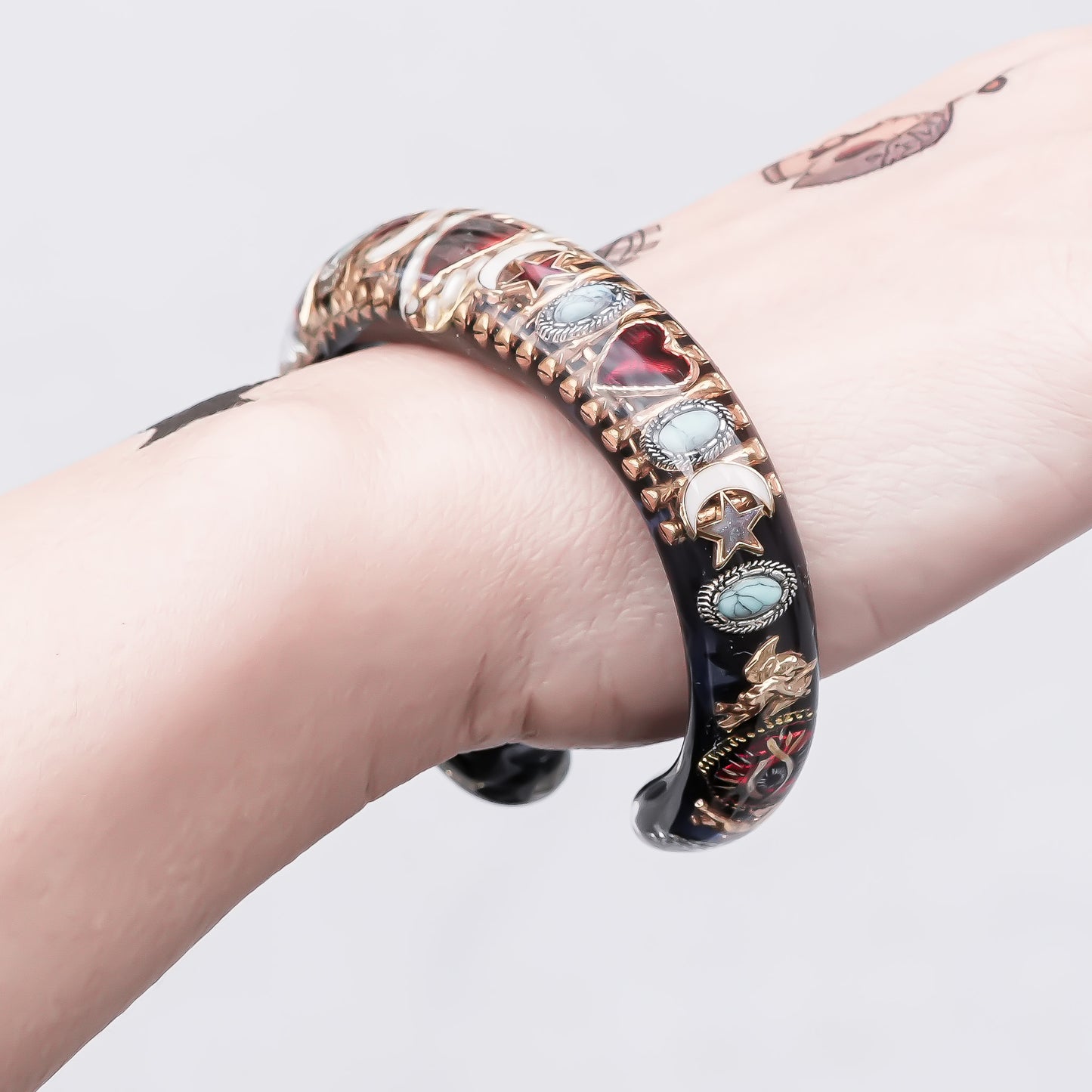 Turquoise Moonlight Heart Bracelet - Dark blue