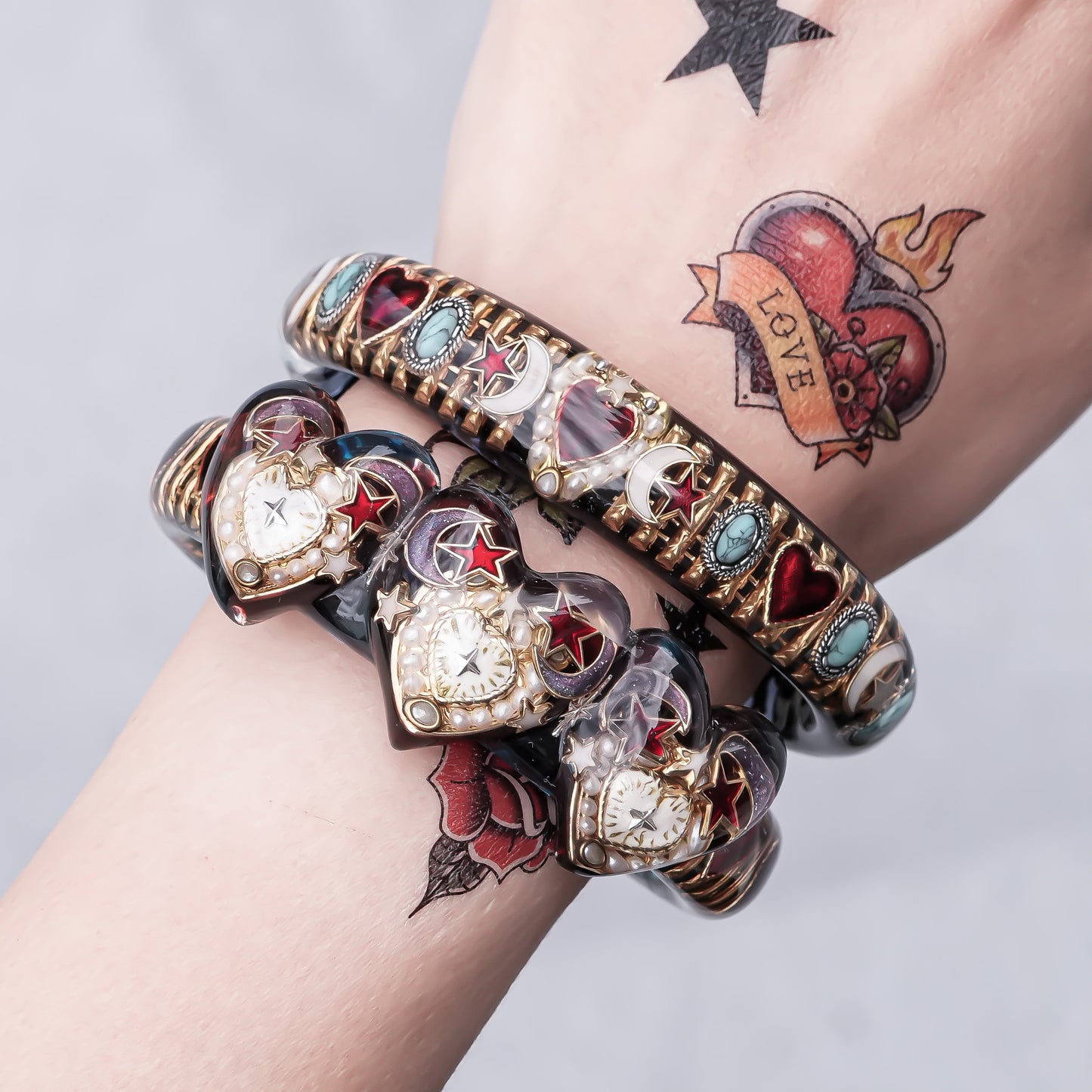 Tri-Heart Aurora Bracelet -Purple × Blue