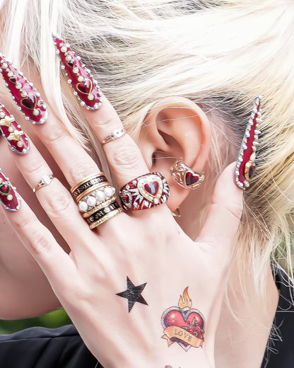 Starlit Heart Ring - Red  / #13