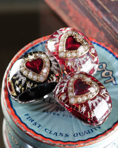 Starlit Heart Ring - Black  / #13