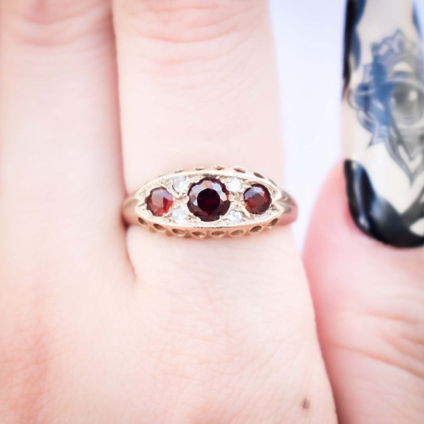 GARNET RING / DIAMOND / 9KYG / #15