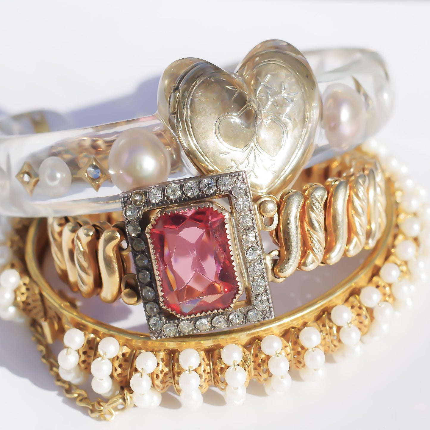 SWEET HEART BRACELET / USA / 14KGF / PINK