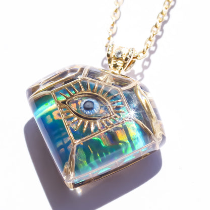 Prismatic Eye Diamond Necklace - Aurora Opal