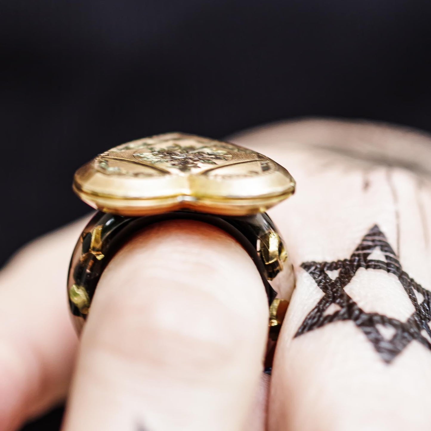 HEART LOCKET RING / FLOWER / #12 / 14KGF