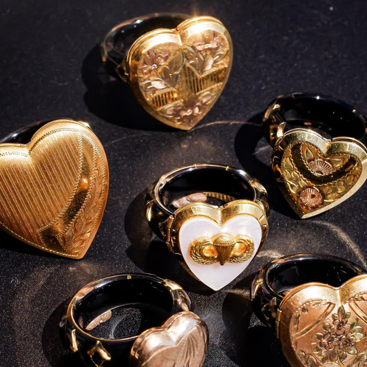 HEART LOCKET RING / FLOWER / #13 / 14KGF