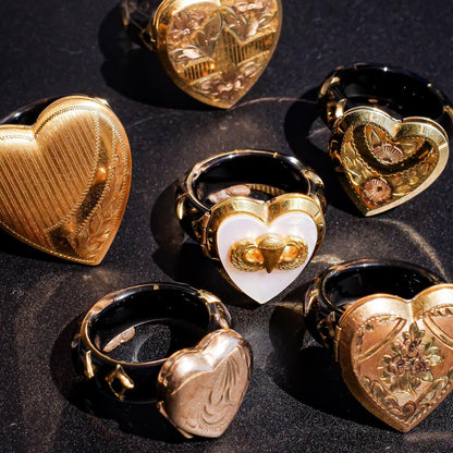 HEART LOCKET RING / FLOWER / #12