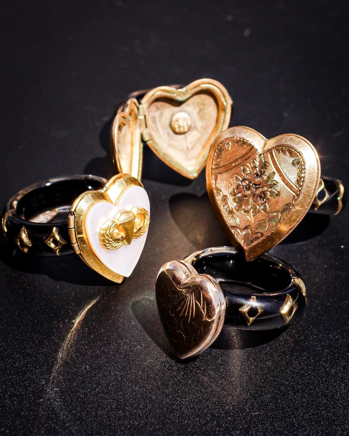 HEART LOCKET RING / FLOWER / #12 / 14KGF