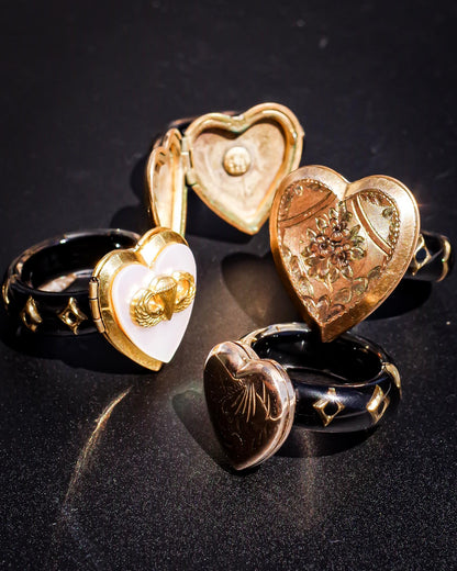 HEART LOCKET RING / FLOWER / #12 / 14KGF