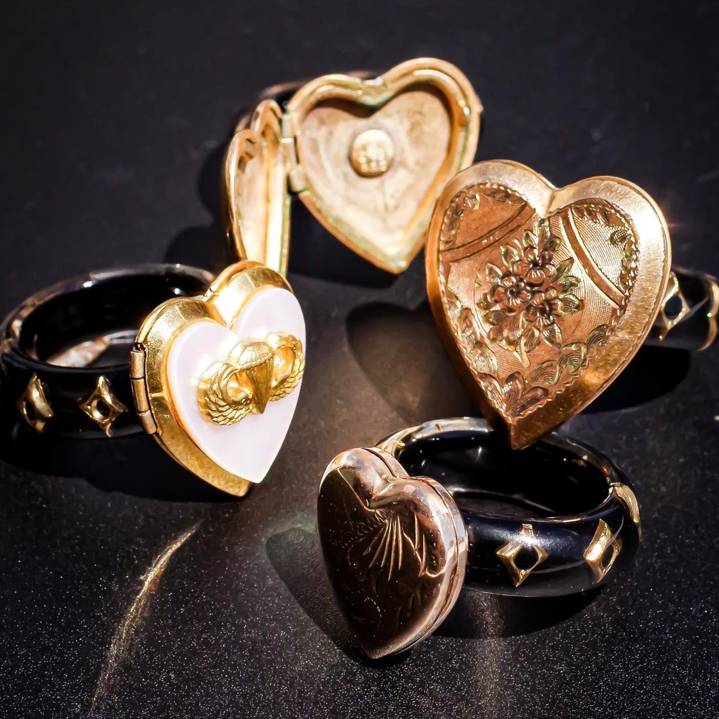 HEART LOCKET RING / parachute SHELL / #13 / 14KGF