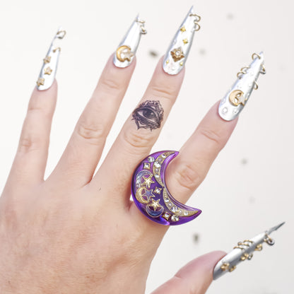 MOON RING / PURPLE / CLEAR / #13